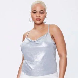 FOREVER 21 + silver cowl neck cami top size 2X